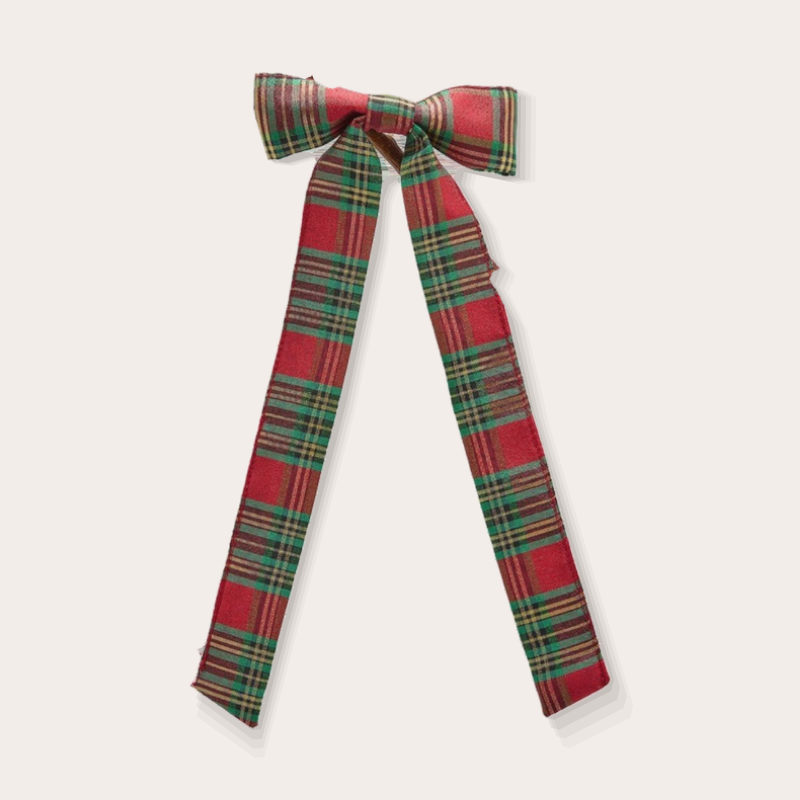 Kerststrik - Velvet - Groen/rood ruit