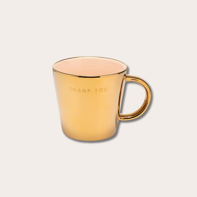 Tea Mug - Thank you - Gold ecru