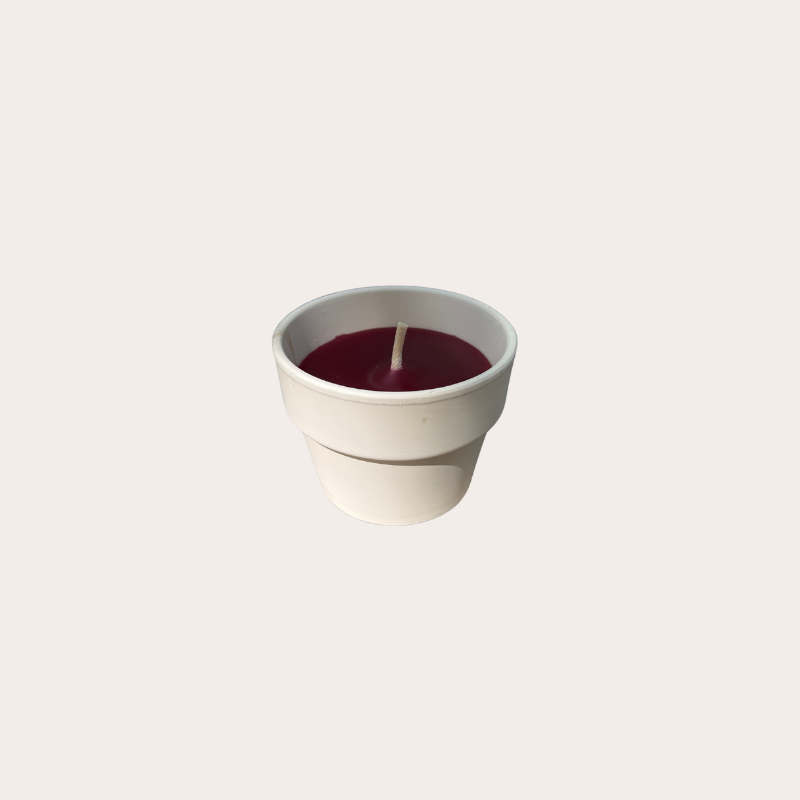 Buiten kaars - creme terracotta pot S - Burgundy