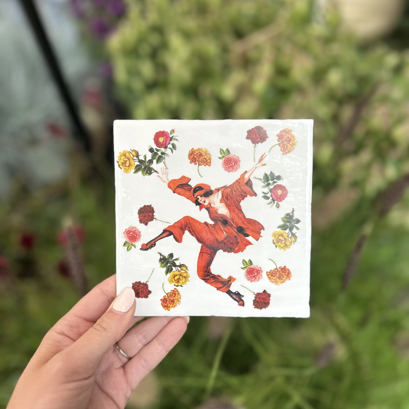 Tegel - Springen tussen bloemen