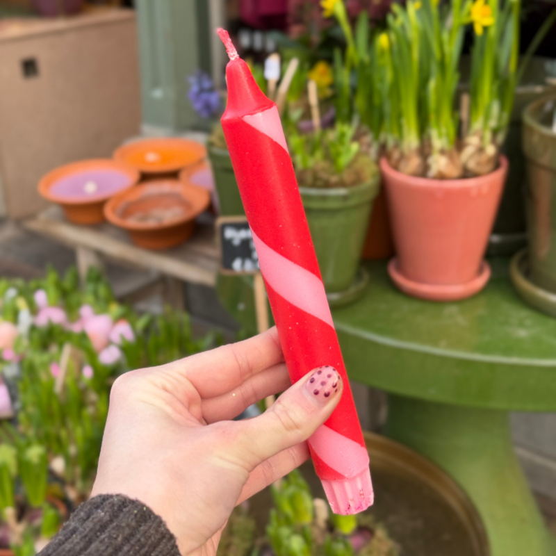 Kaars - Essence - roze/rood - spiraal