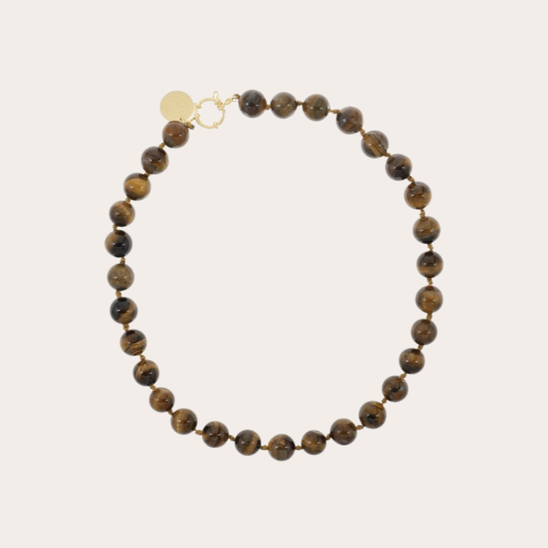 Gemstone ketting / bruin-mêlée