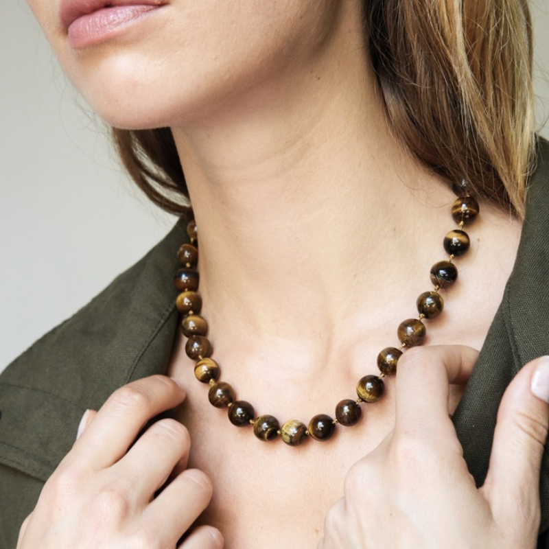 Gemstone ketting / bruin-mêlée