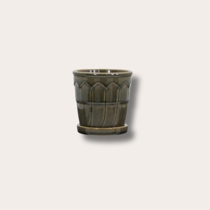 Pot met schotel - Cora - Groen