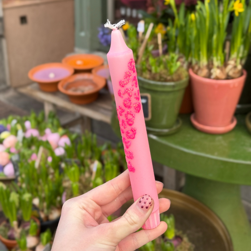 Kaars - Essence - panter - roze