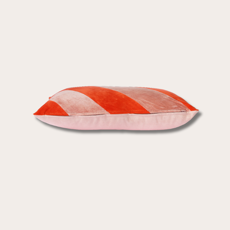 HKliving kussen - Striped velvet cushion red/ pink