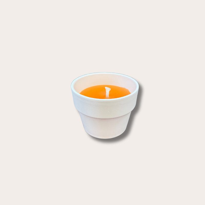 Buiten kaars - creme terracotta pot S - Oranje