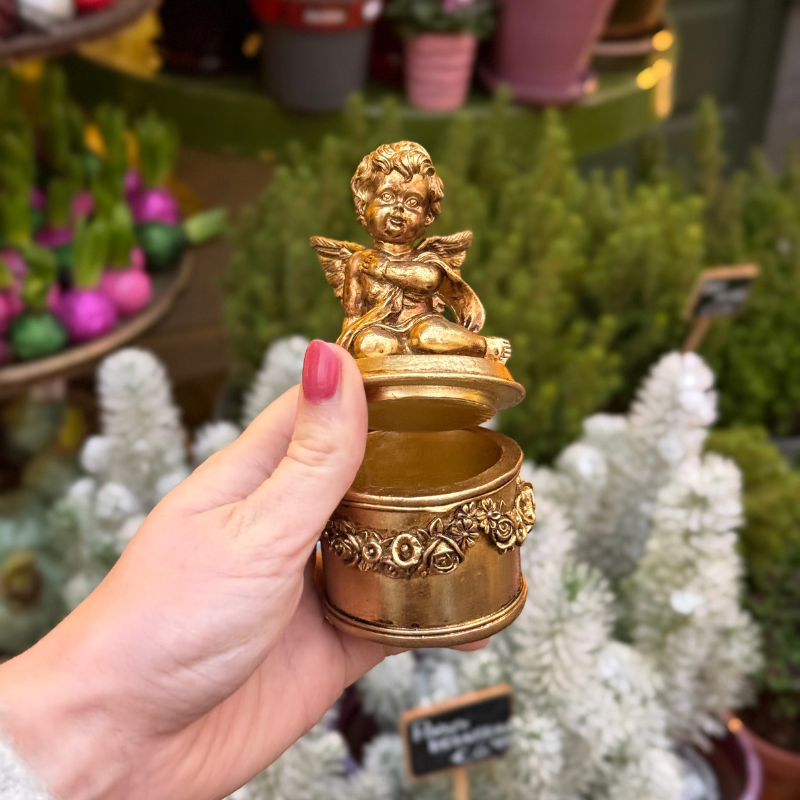 Sieraden doosje engel - goud S