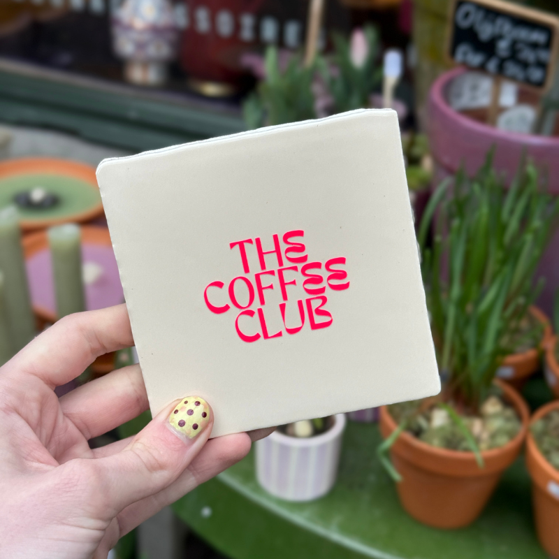 Tegeltje - The coffee club - beige/roze