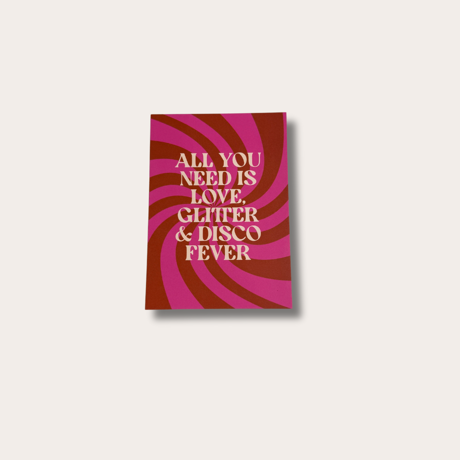 Kaart - All you need is love, glitter