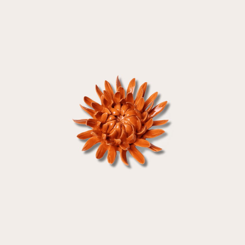 Keramieken bloem - spider mum oranje
