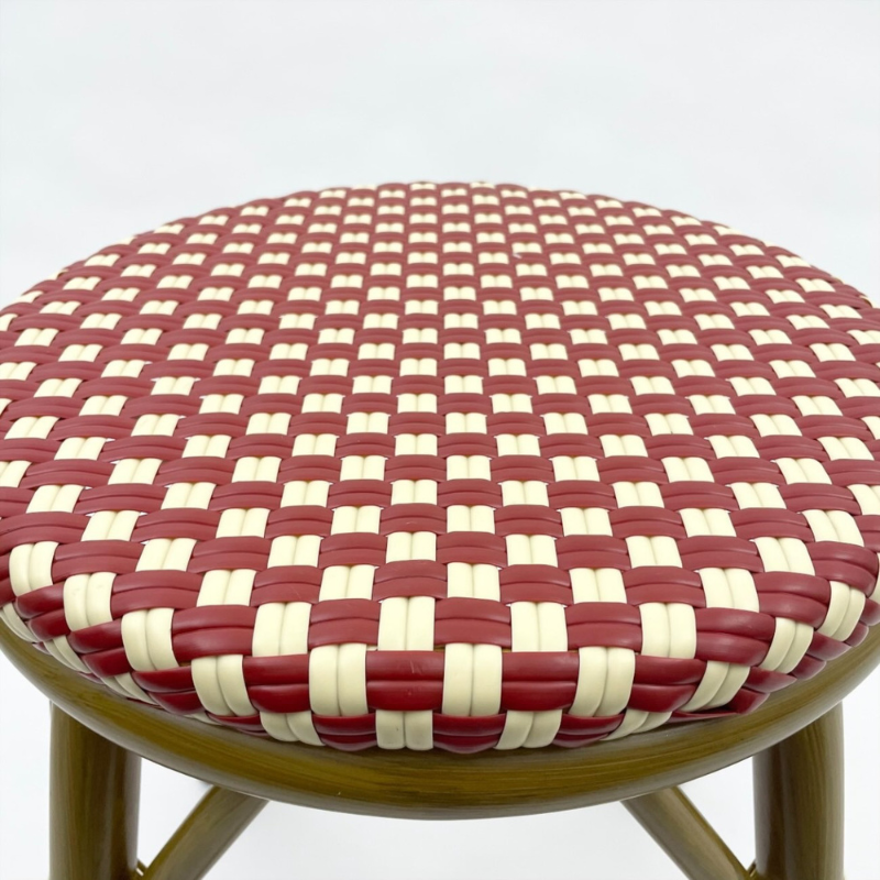 Bijzetkruk - Gevlochten - Rood/Wit