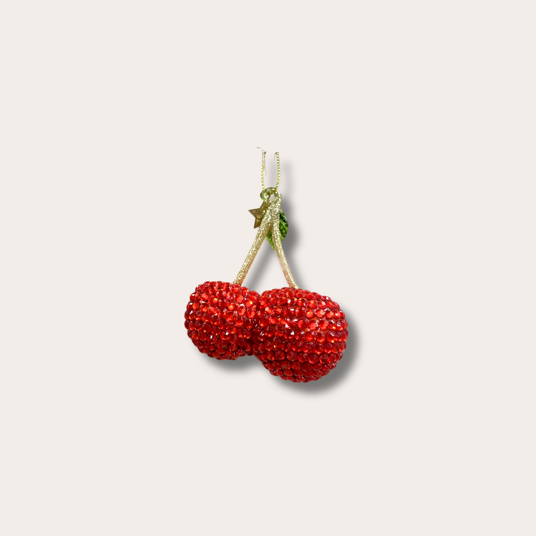 Ornament - Kers met diamantjes