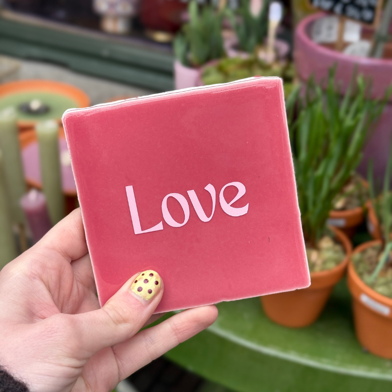 Tegeltje - Love - roze