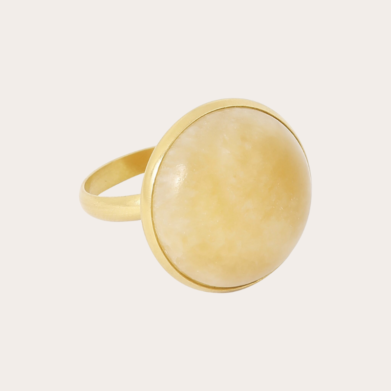 Ring met grote gemstone / geel