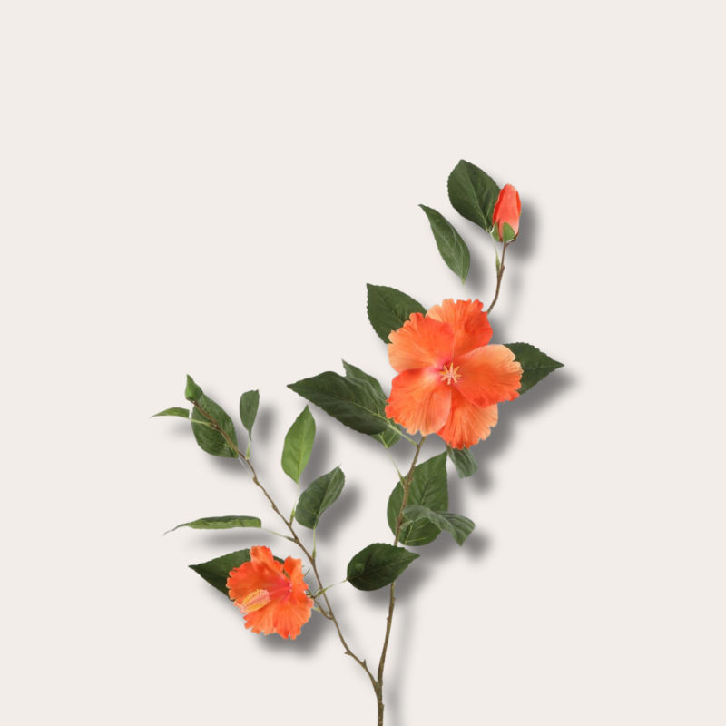 Zijden bloem - Hibiscus Spray - Koraal