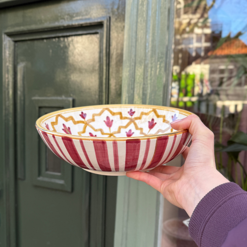 Chabi Chic - salade schaal - geel/bordeaux