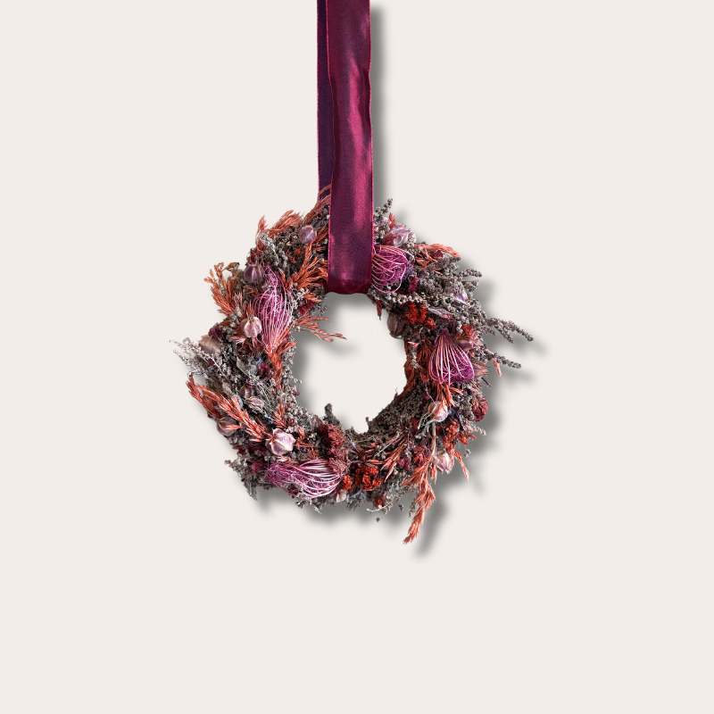 Krans - Droogbloemen - Mauve