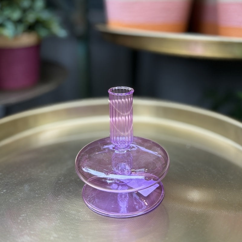 Kandelaar lila glas - Lily - laag