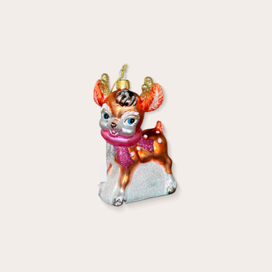 Ornament - Hertje met sjaal - Bruin