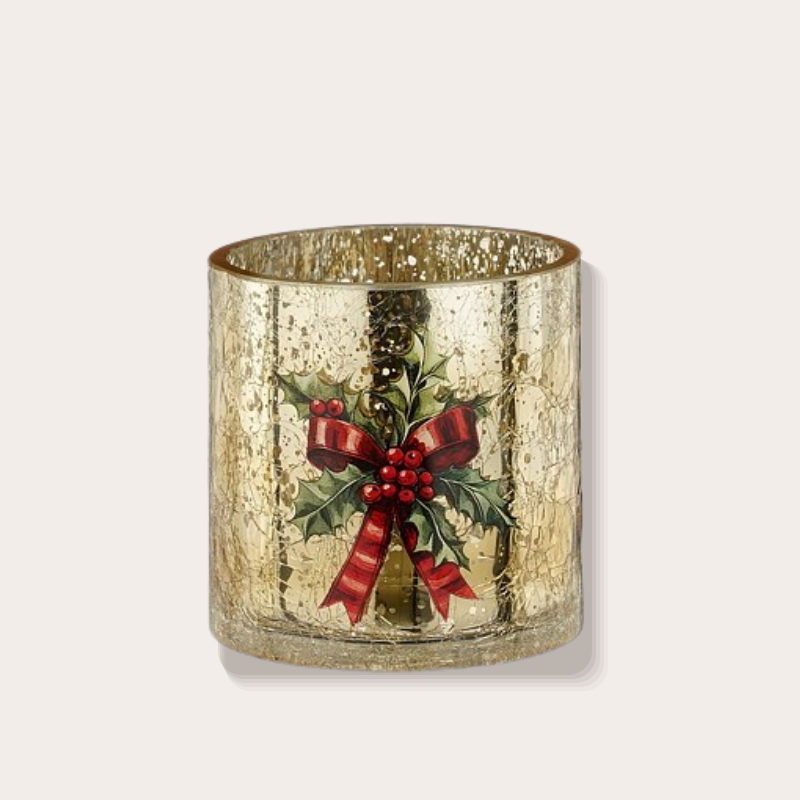 Theelichthouder - Kerststrik - Goud