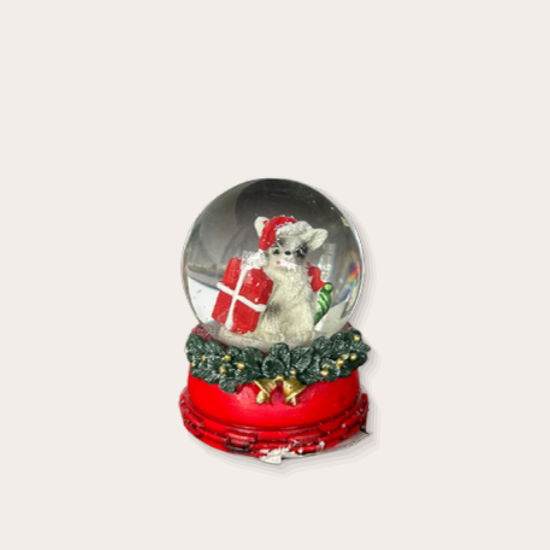 Sneeuwbol - Hond met cadeau - Rood