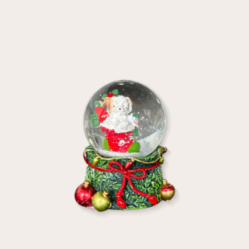 Sneeuwbol - Hond in kerstsok - Groen