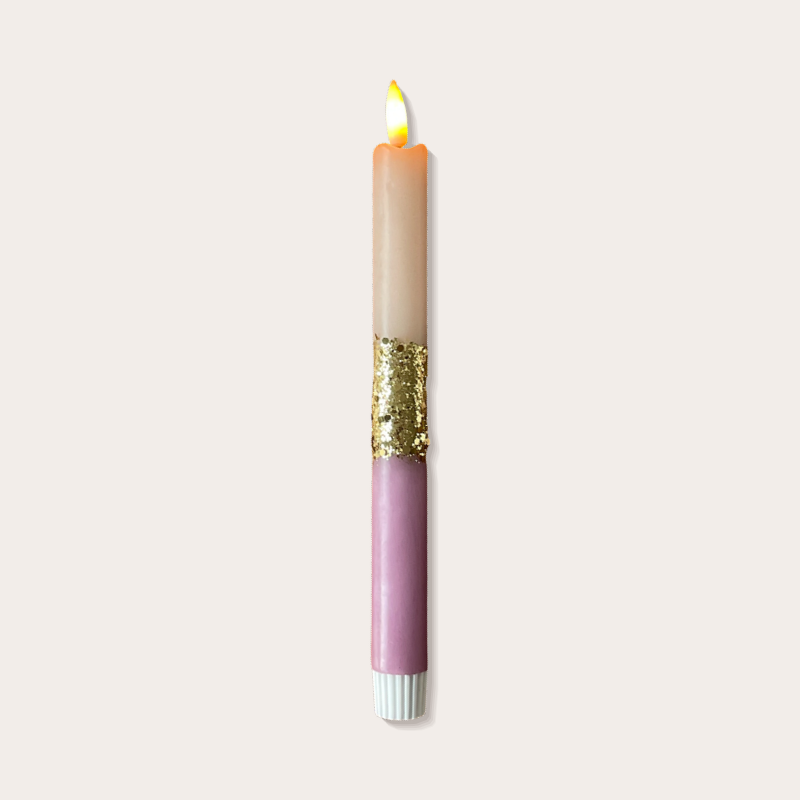 Kaars led - Glitter - beige & aubergine