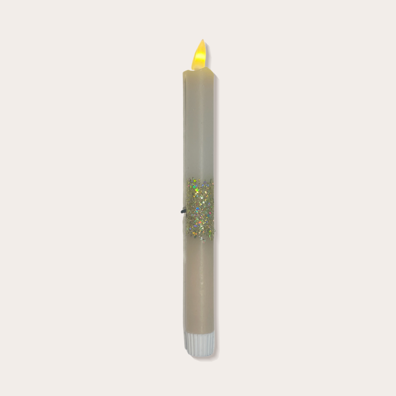 Kaars led - Glitter - ecru & beige