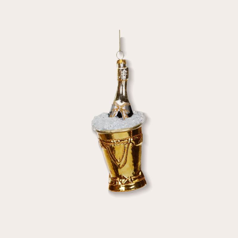 Ornament - Champagnefles in koeler - Goud