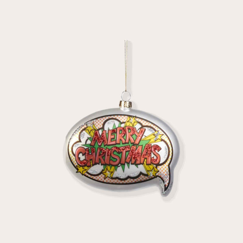Ornament - Tekstballon Merry Christmas - Wit