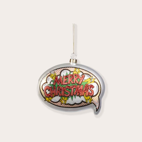 Ornament - Tekstballon Merry Christmas - Wit