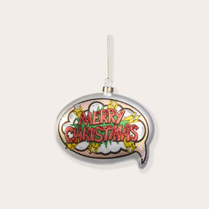 Ornament - Tekstballon Merry Christmas - Wit