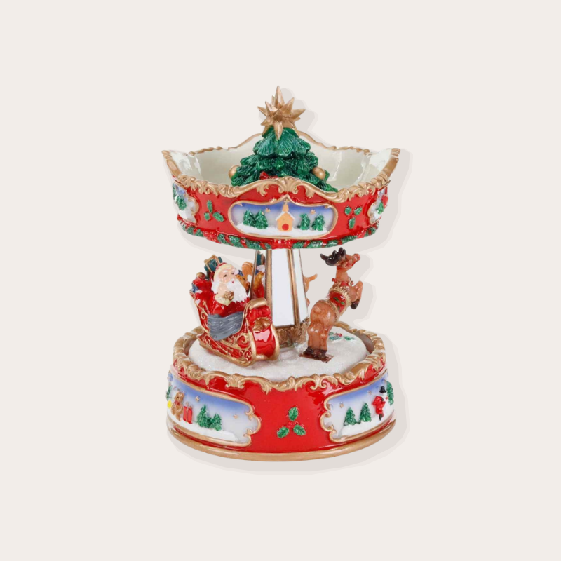 Muziekdoos - Draaimolen met slee - Rood