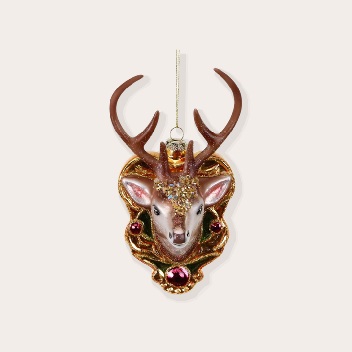Ornament - Hertenkop - Bruin/goud