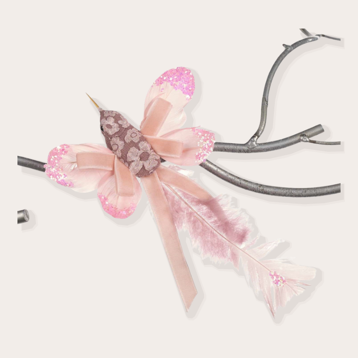 Ornament - Kolibrie op clip - Roze