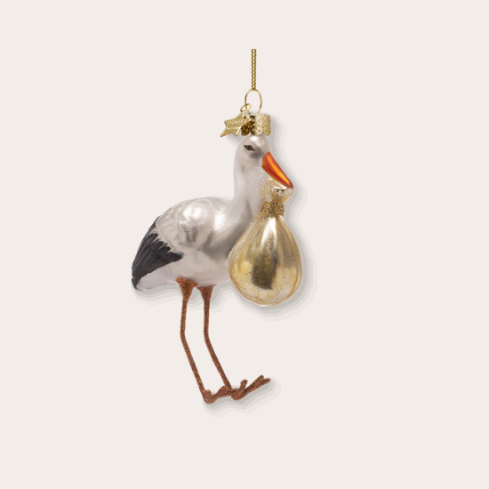Ornament - Ooievaar met baby