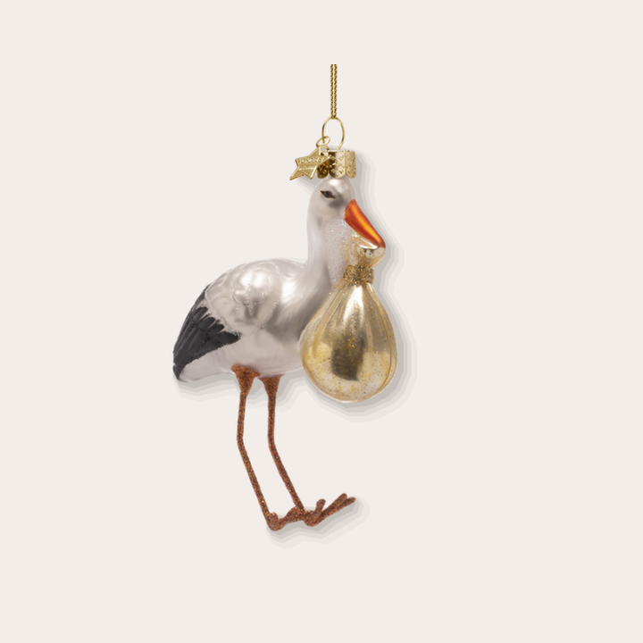 Ornament - Ooievaar met baby