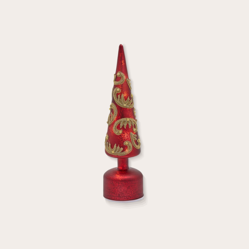 Decoratie - Kerstboom met led - Rood/goud