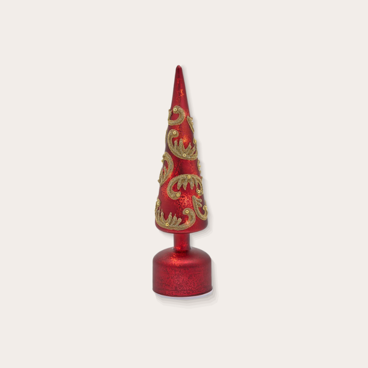 Decoratie - Kerstboom met led - Rood/goud