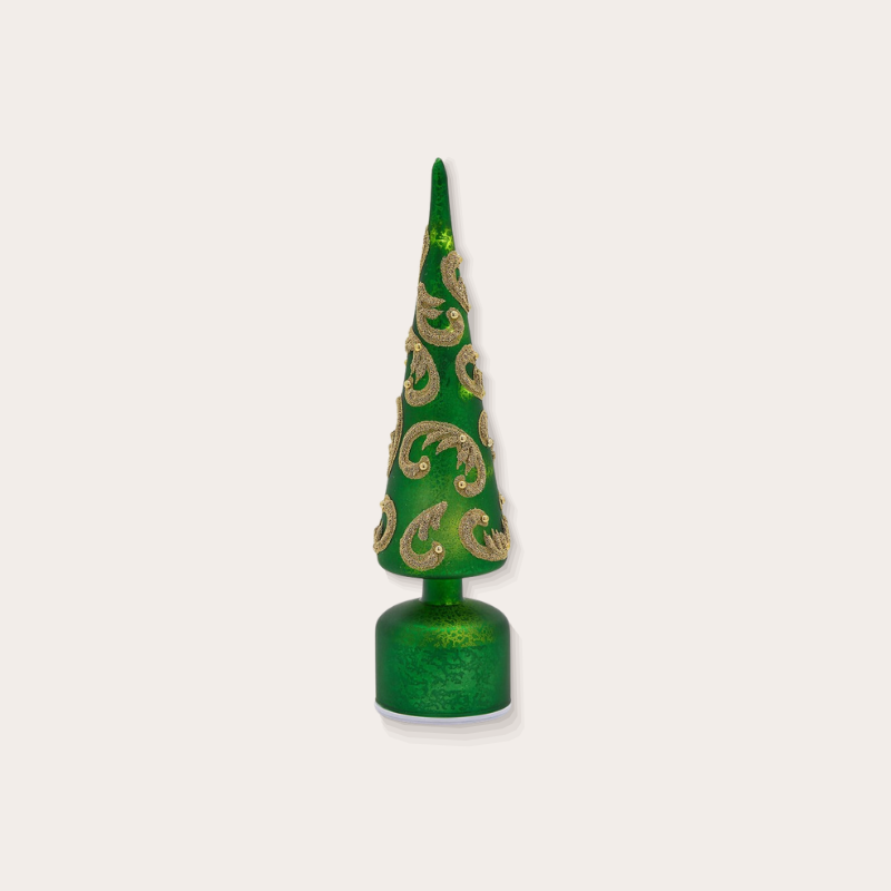 Decoratie - Kerstboom met led - Groen/goud