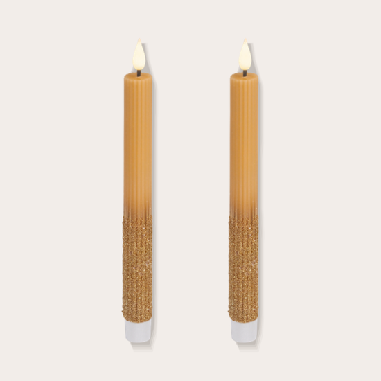 Ledkaars - Dinerkaars glitter - Bruin - 24,5 cm (set van 2)