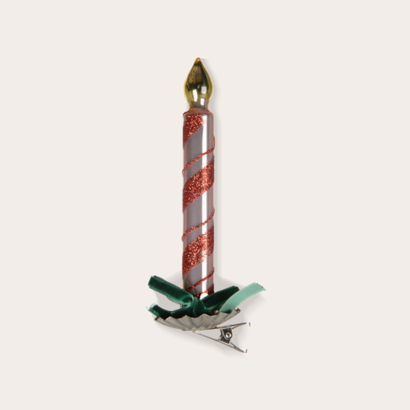 Ornament - Kaarsje - Rood gestreept - packshot