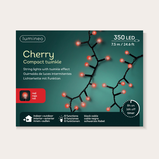 Kerstverlichting - Cherry lights - Rood - 7,5 m verpakking
