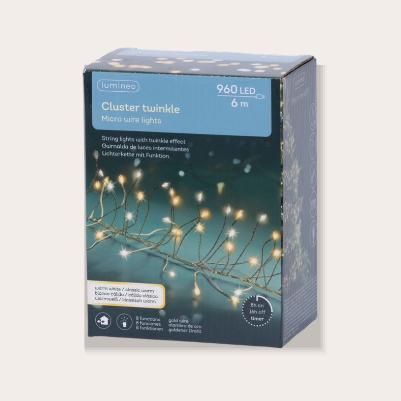 Kerstverlichting - Cluster - Goud/warm wit - 6 m verpakking