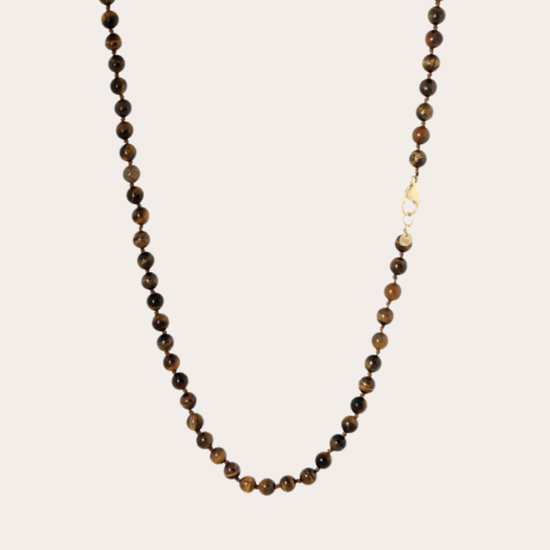 Lange gemstone ketting / bruin mêlée