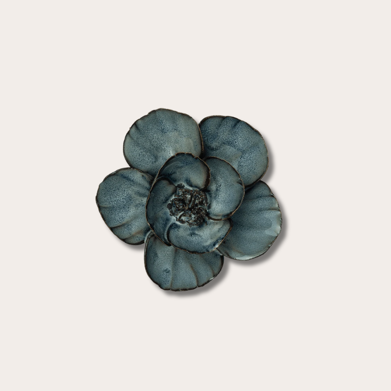 Keramieken bloem - Klaproos - Donkerblauw