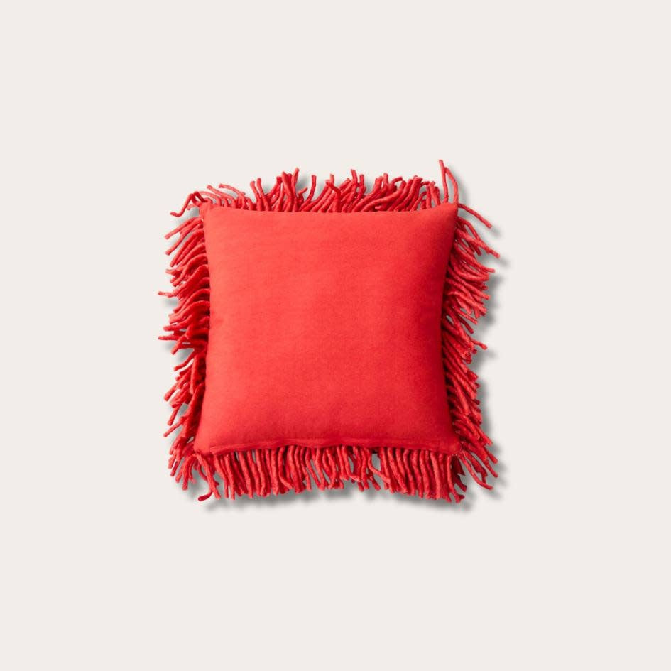 HKliving rugged woolen cushion cherry red