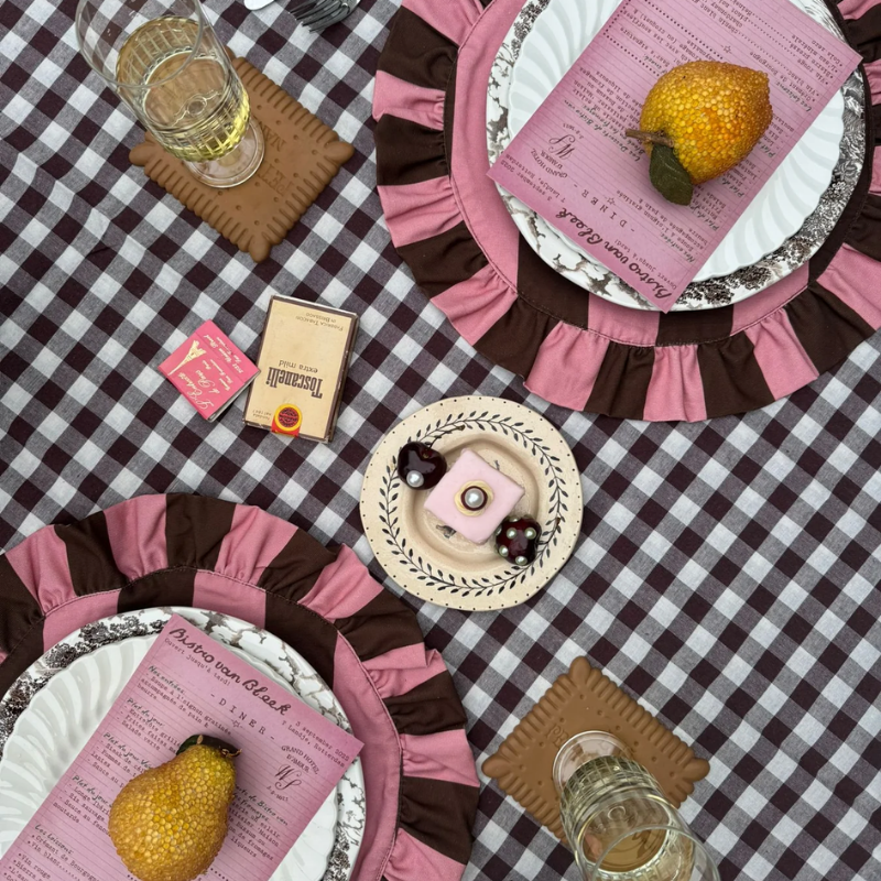 Placemat - Darcy - bruin/roze (set van 2)
