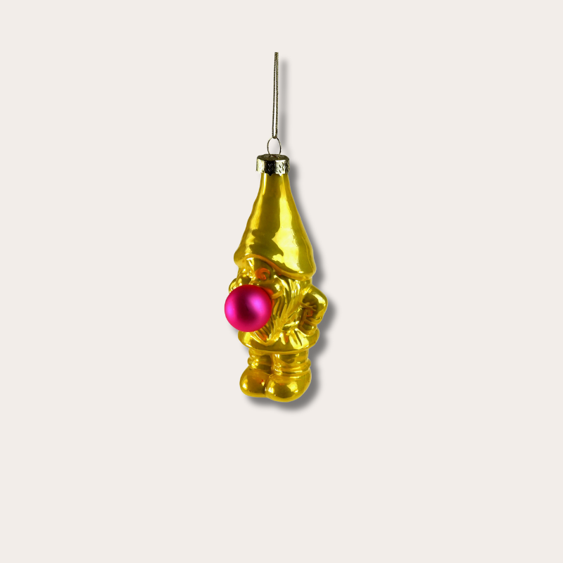 Ornament - Kabouter - Geel met roze